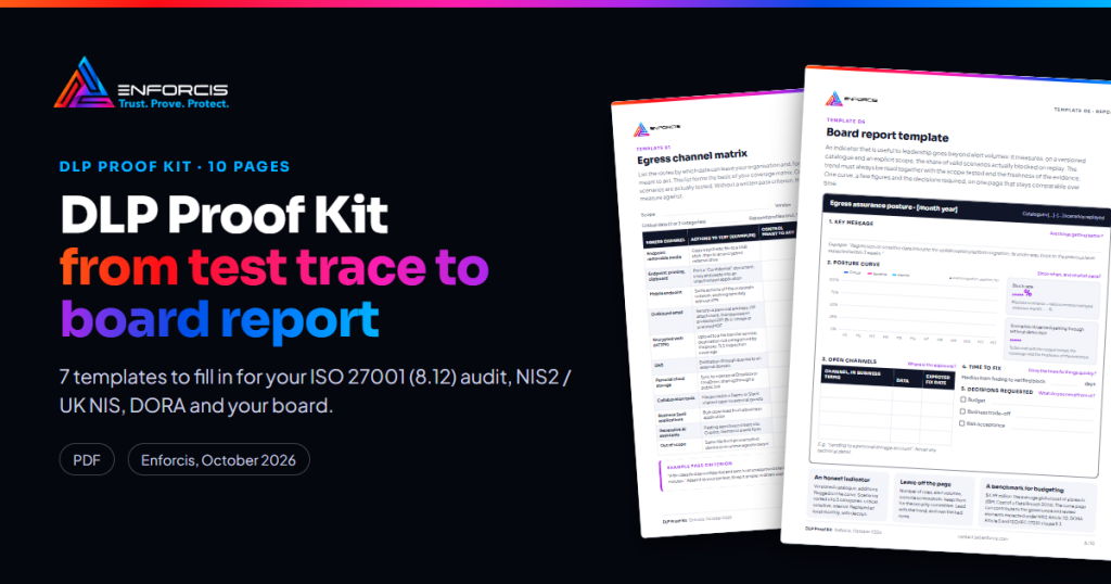 Preview of the DLP Proof Kit: egress channel matrix and board report template