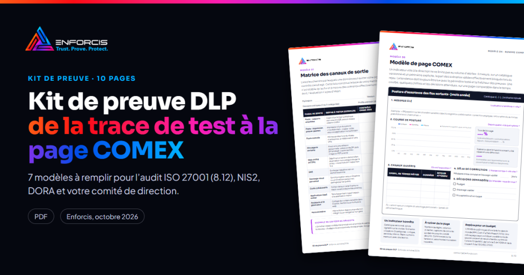 Aperçu du kit de preuve DLP : matrice des canaux de sortie et modèle de page COMEX