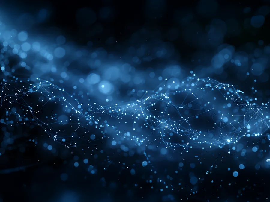 Fines ondes de particules bleues sur fond sombre, image d'une fuite de données qui passe sans bruit